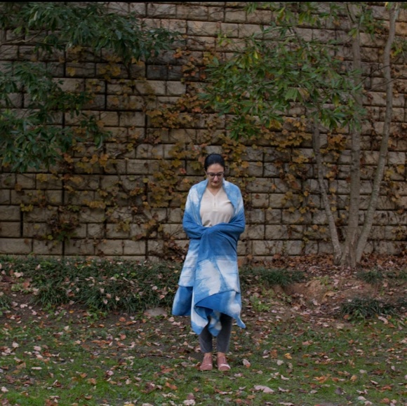 Indigo Shibori silk scarf/shawl/wrap - Picture 2 of 8